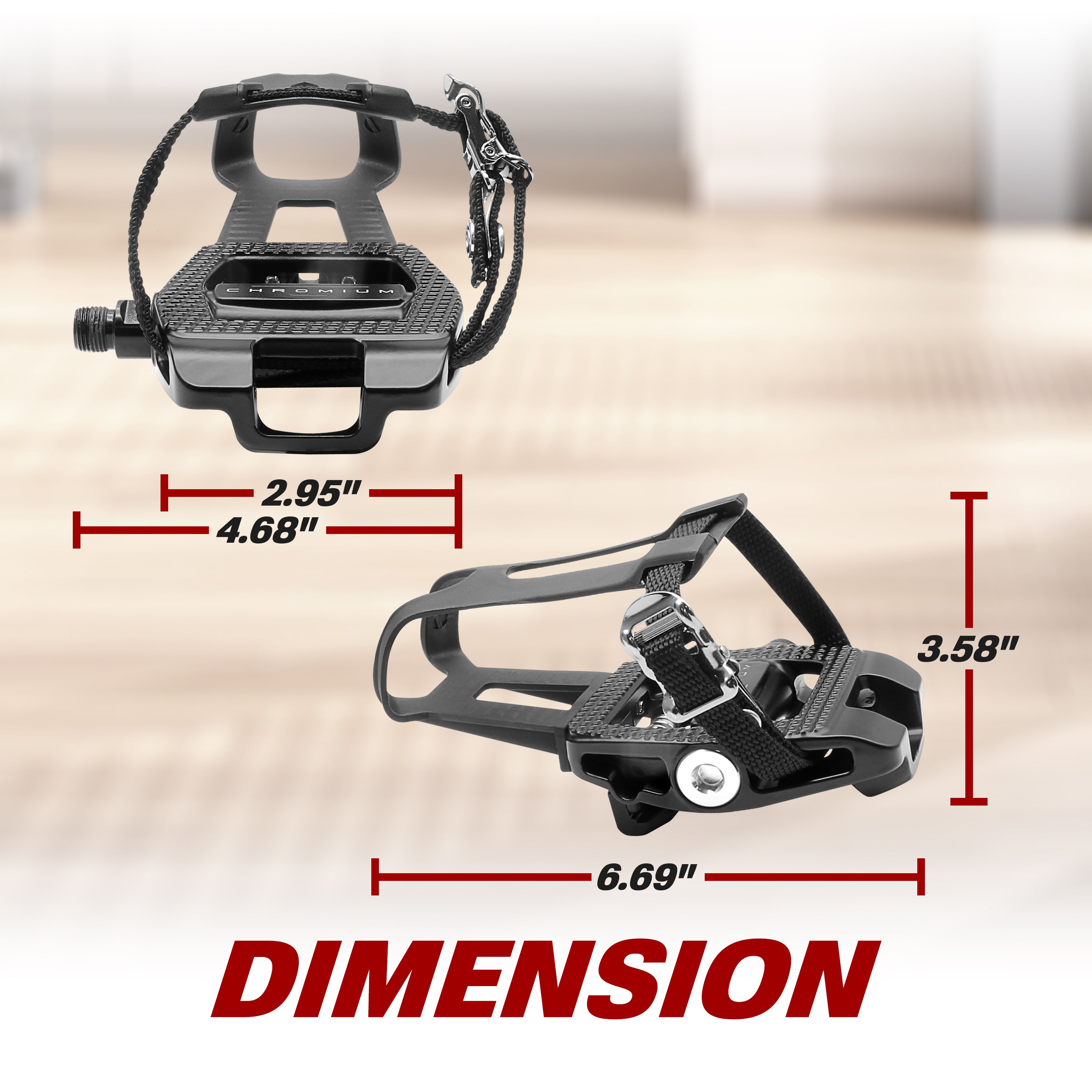 Bike Pedals with Toe Clips Dimensions