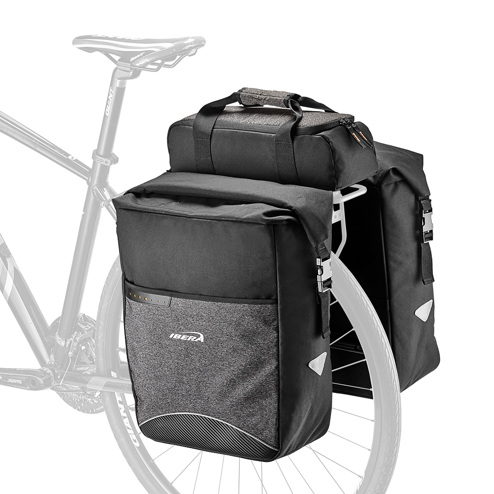 IBERA Bike MIK Panniers Bag Clip-On Triple Bags | IB-BA26