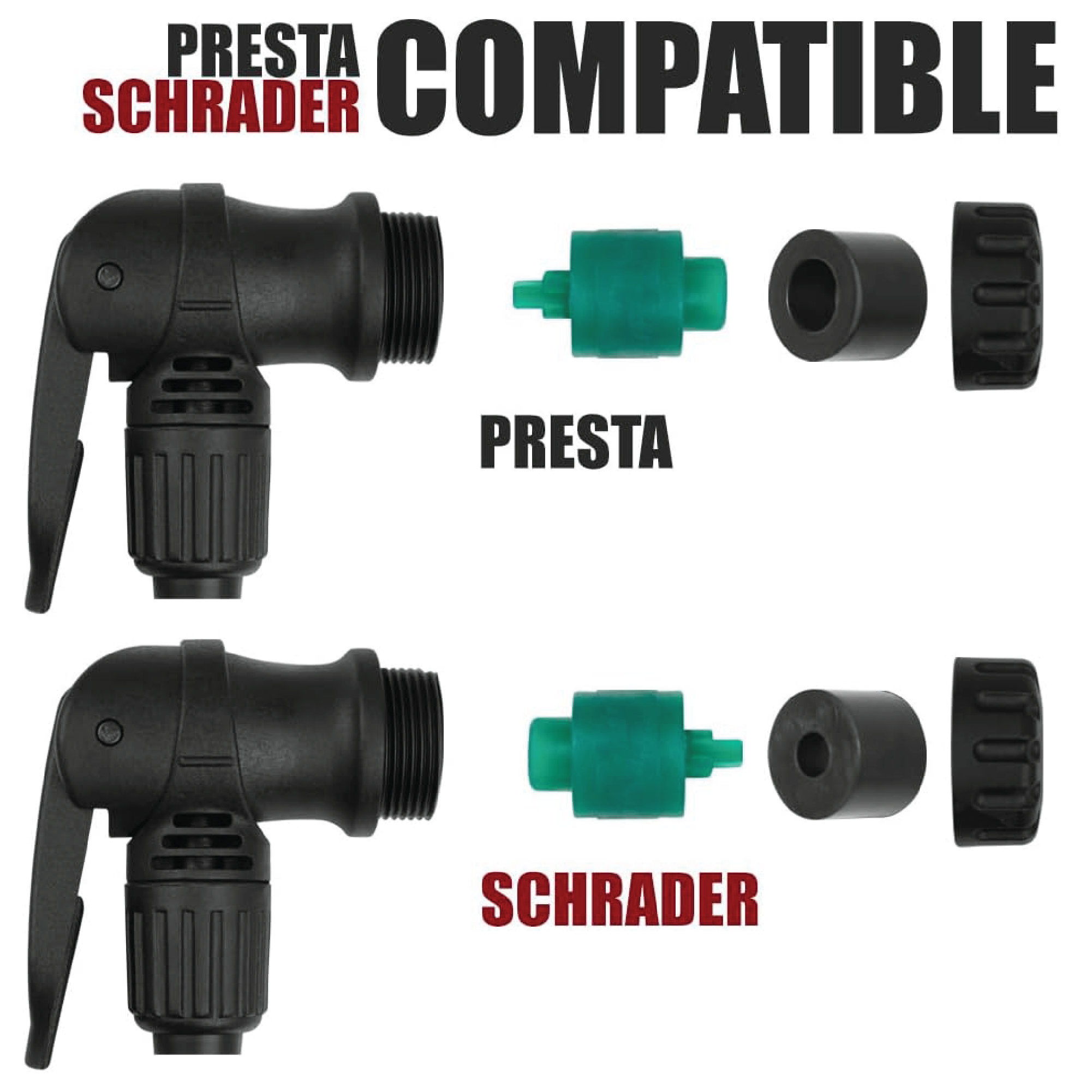 Pump Compatible with Presta and Schrader